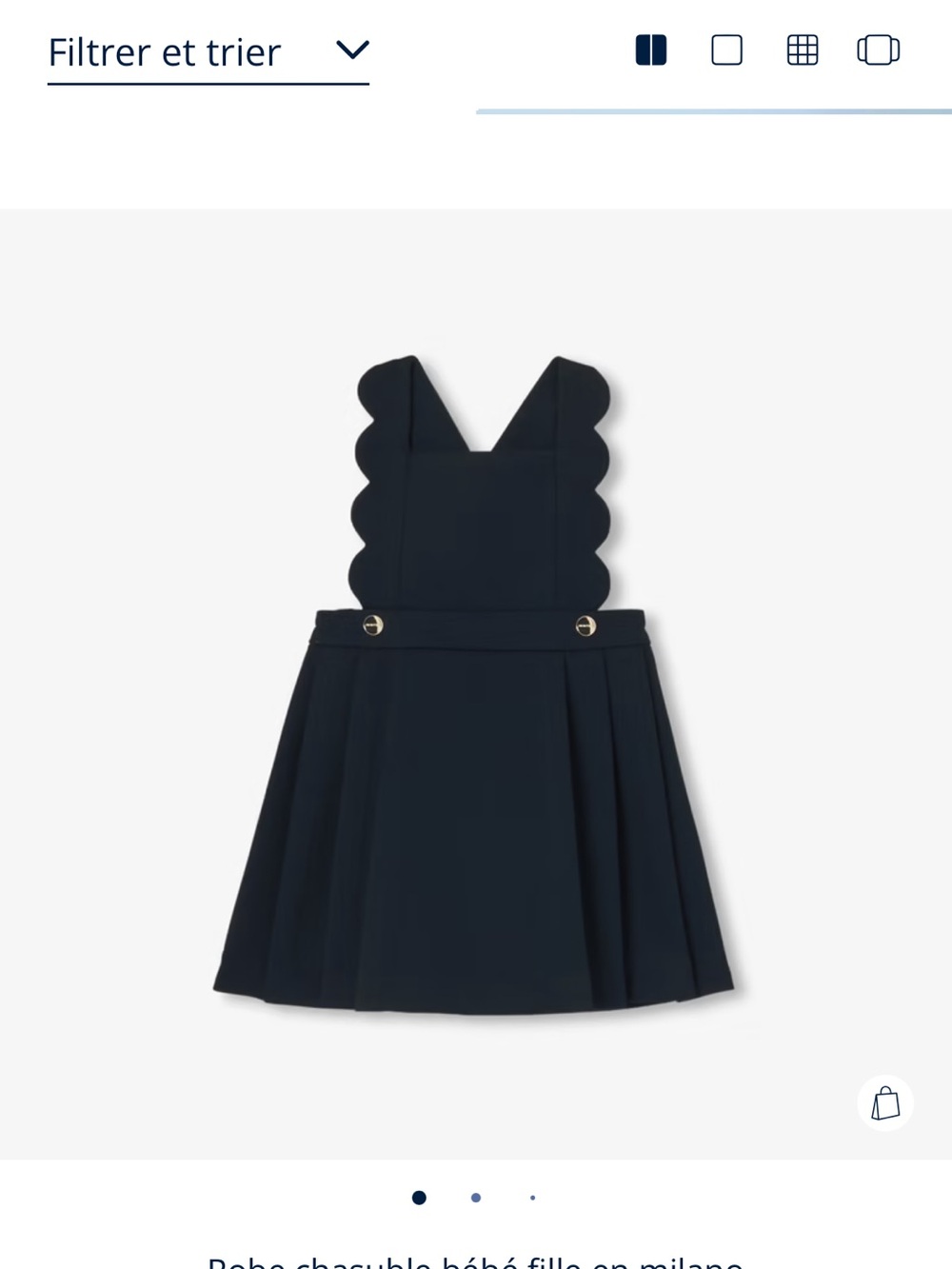 Girls' Navy Scallop Pinafore Dress jacadi